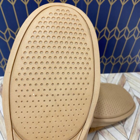 Mens Tan Suede Slip-On Slippers With Faux Shearling Lining & Rubber Sole NWOT - Picture 10 of 12